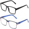 2 Pack Slim Reading Glasses Light Weight Simple Rectangular Shape Fashionable Colors with Carrying Pouch view 2
