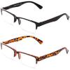 2 Pack Semi-Rimless Reaing Glasses Stylish Look Light Weight with Carring Pouches view 2
