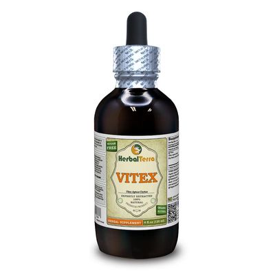 Vitex (Vitex Agnus-Castus) Tincture, Organic Dried Berries Liquid Extract (Brand Name: HerbalTerra, Proudly Made in USA) 4 fl.oz (120 ml)