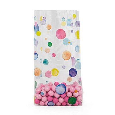 100ea - 4 X 2-1/2 X 9-1/2 Watercolor Confetti Cello Bags - 1.2 mil Thick