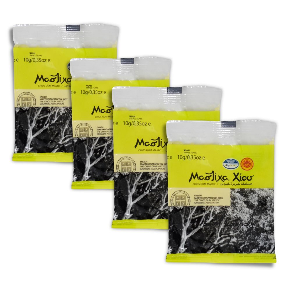 4 Bag Chios Pure Natural Gum Mastic Mastixa Xiou Mastiha Mastix Unique Product With Many Beneficial Qualities Used In Beverages & Bakerys & Cooking (1.41 oz / 40 gm)