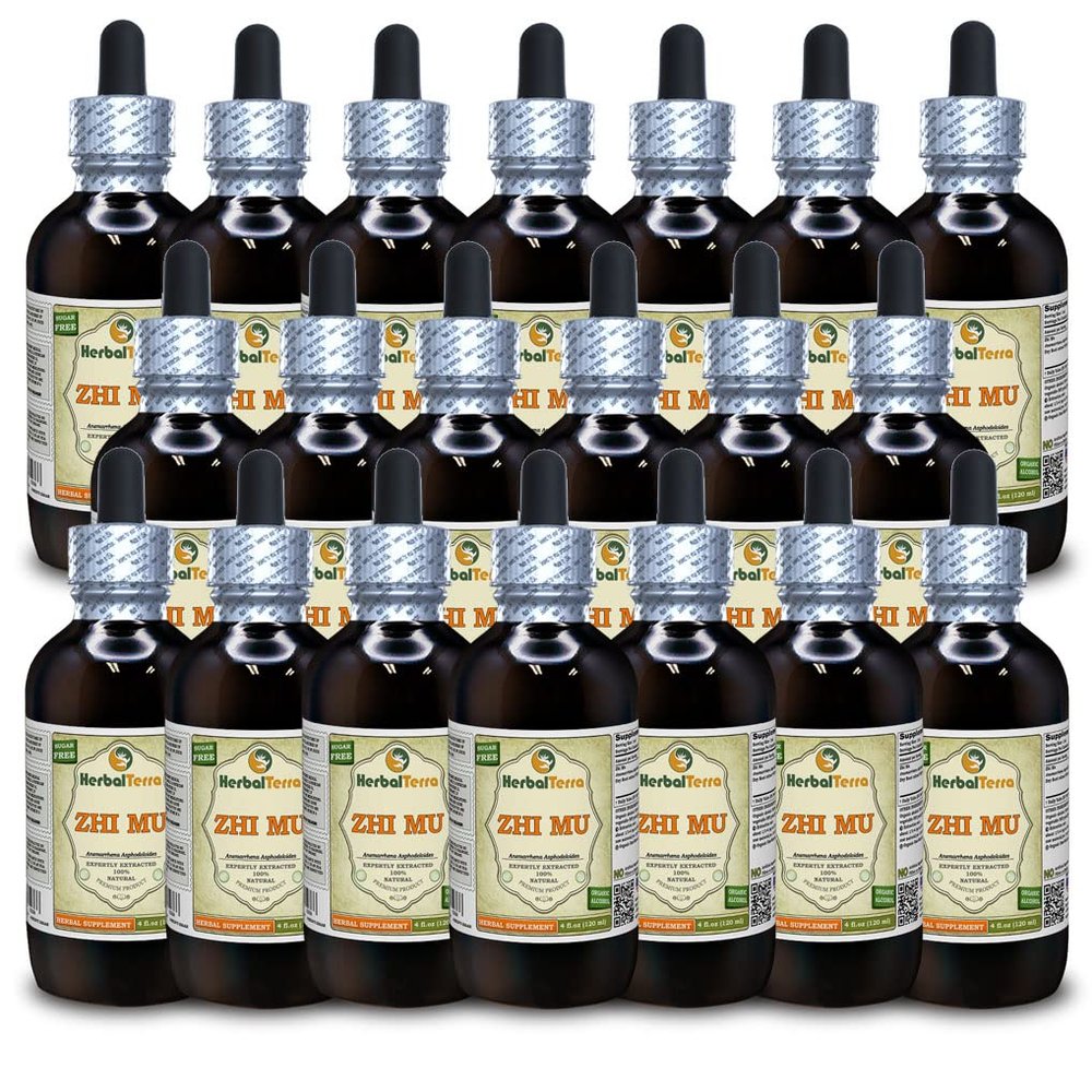 Zhi Mu, Anemarrhena (Anemarrhena Asphodeloides) Tincture, Dried Root Powder Liquid Extract (Brand Name: HerbalTerra, Proudly Made in USA) 20x4 fl.oz (20x120 ml)