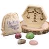 Libra Zodiac Crystals with Handmade Hexagon Wood Dish view 1