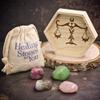 Libra Zodiac Crystals with Handmade Hexagon Wood Dish view 2