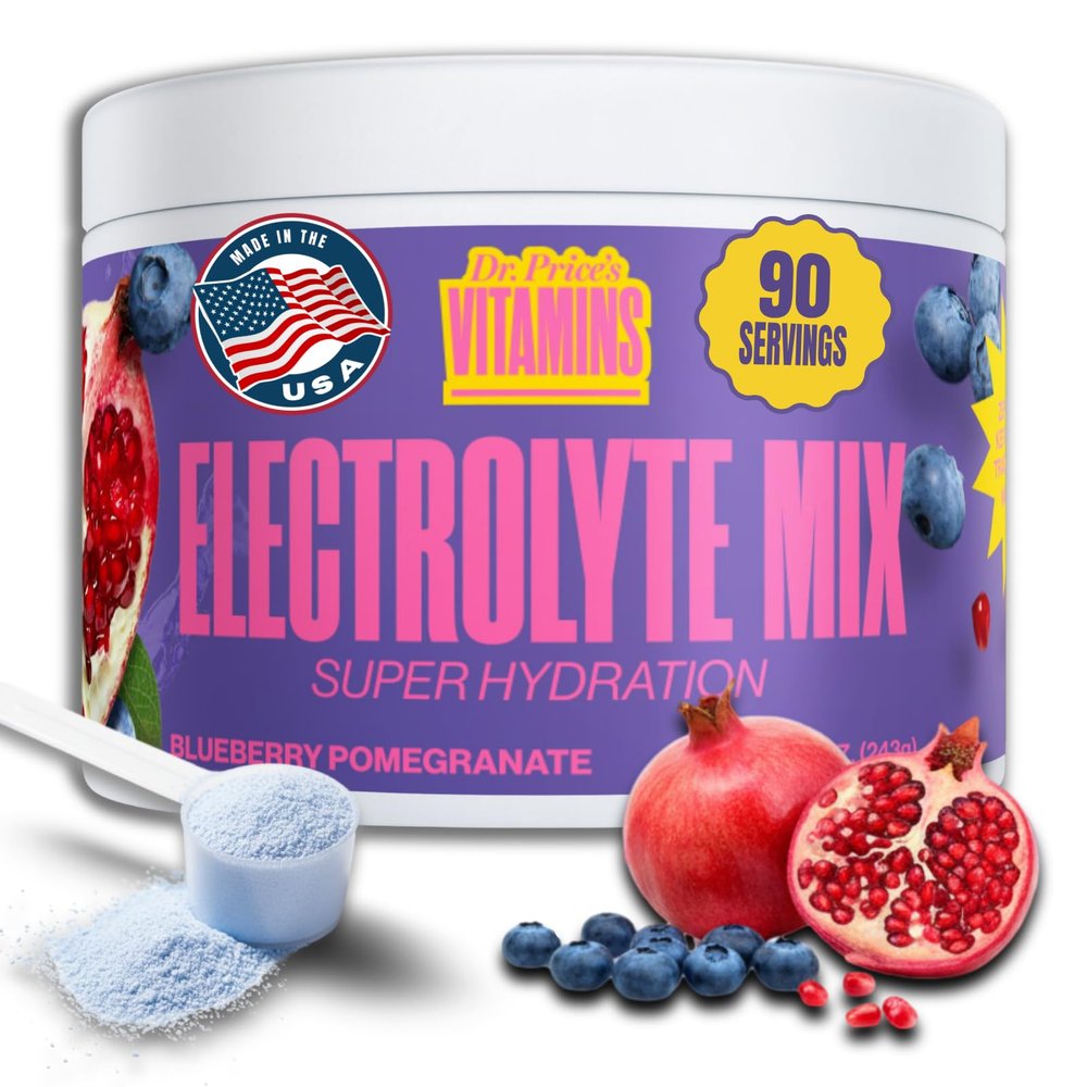 Dr. Prices Electrolytes Powder Bulk  Blueberry Pomegranate, 90 Servings | Sugar Free Hydration Drink Mix with 72+ Trace Minerals, Manganese | Keto Electrolytes, Vegan, Doctor-Formulated, Made in USA