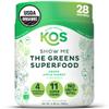 KOS Organic Super Greens Powder Erythritol Free - Plant Based Superfood Blend with Spirulina, Chlorella & Wheatgrass - USDA Certified Organic, Green Juice Smoothie - Apple Flavor - 28 Servings view 1