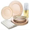 " OCCASIONS " 200pcs set (25 Guests)-Vintage Wedding Party Disposable Plastic Plates -25 x 10.25'' + 25 x 7.5'' +Silverware +Gold rim Cups +Napkins (Blossom Blush & Gold) view 1