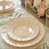 " OCCASIONS " 200pcs set (25 Guests)-Vintage Wedding Party Disposable Plastic Plates -25 x 10.25'' + 25 x 7.5'' +Silverware +Gold rim Cups +Napkins (Blossom Blush & Gold) view 4