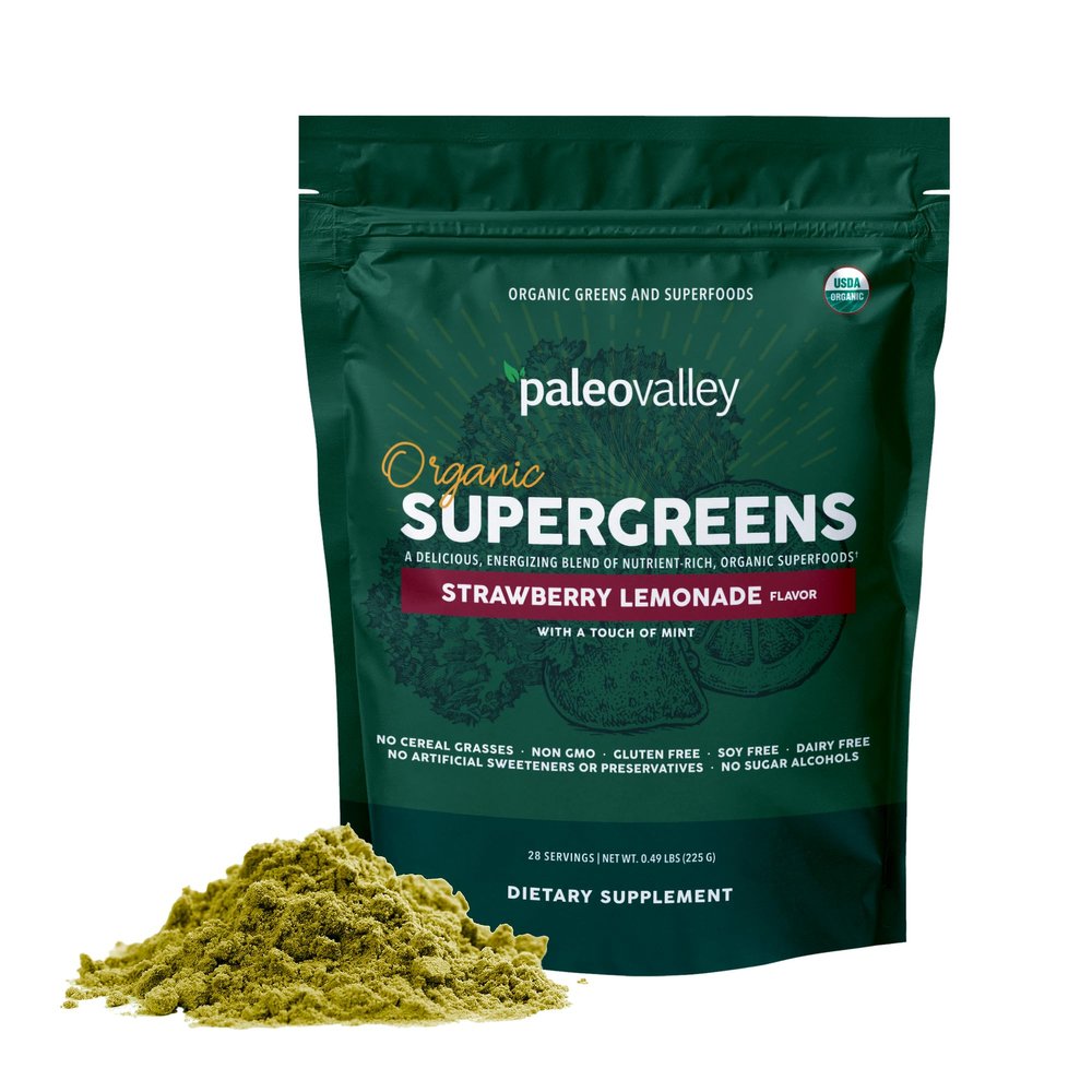 Paleovalley Organic Supergreens - Organic Greens Powder Superfood for Immune Support - Paleo Green Powder Blend - 28 Servings - 23 Superfoods - Gluten Free, No Cereal Grasses, Soy or Grain