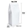 White Kraft Paper Stand Up Coffee Bag/Flat Bottom Coffee Pouch with One Way Degassing Valve and Reusable Side Zipper(Pull Tab to Open) (35oz, 2.2lb, 50 Pieces) view 2