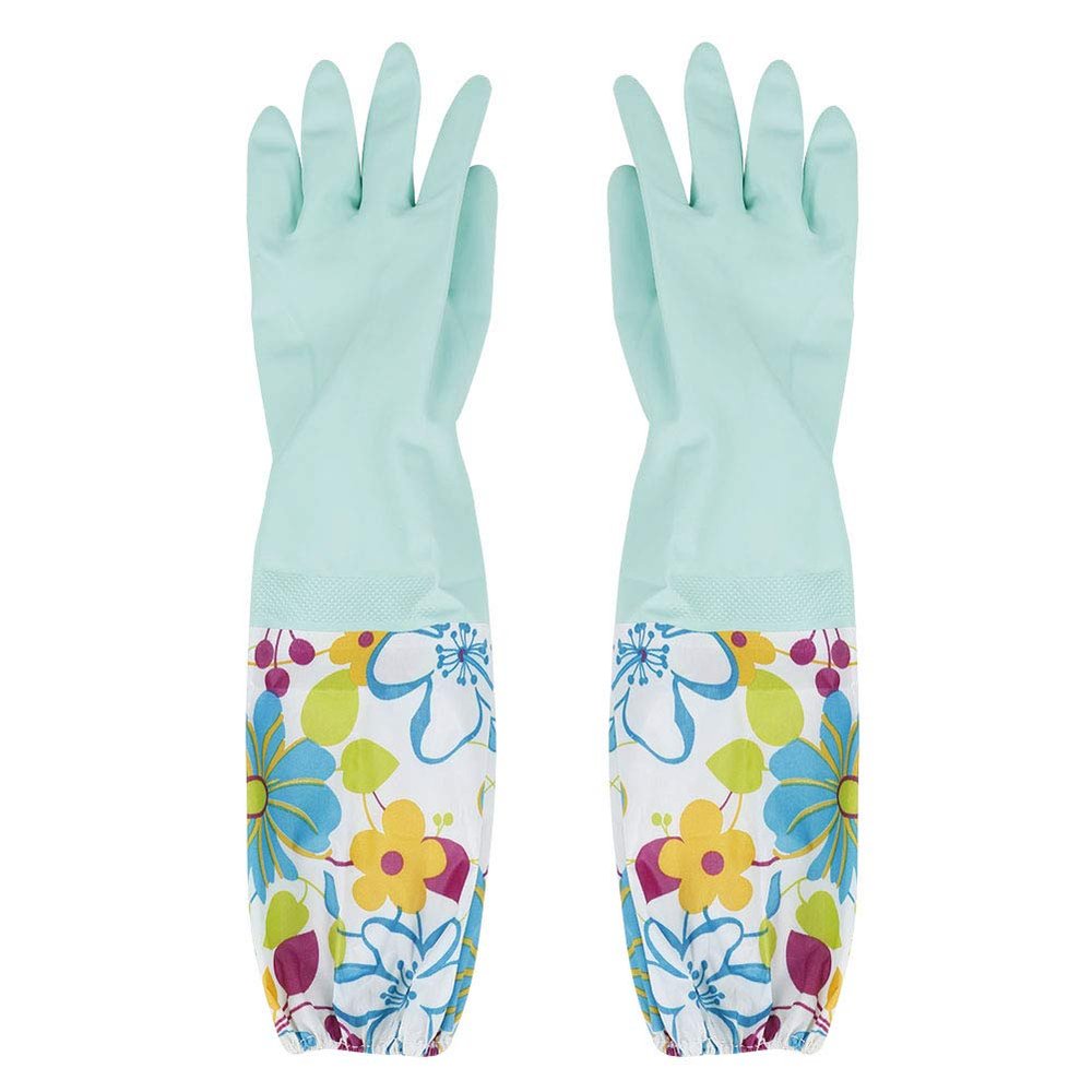 Long Arm Rubber Gloves Household Waterproof Washing up Latex Warm Lining Glove for Pond Gutter Drain