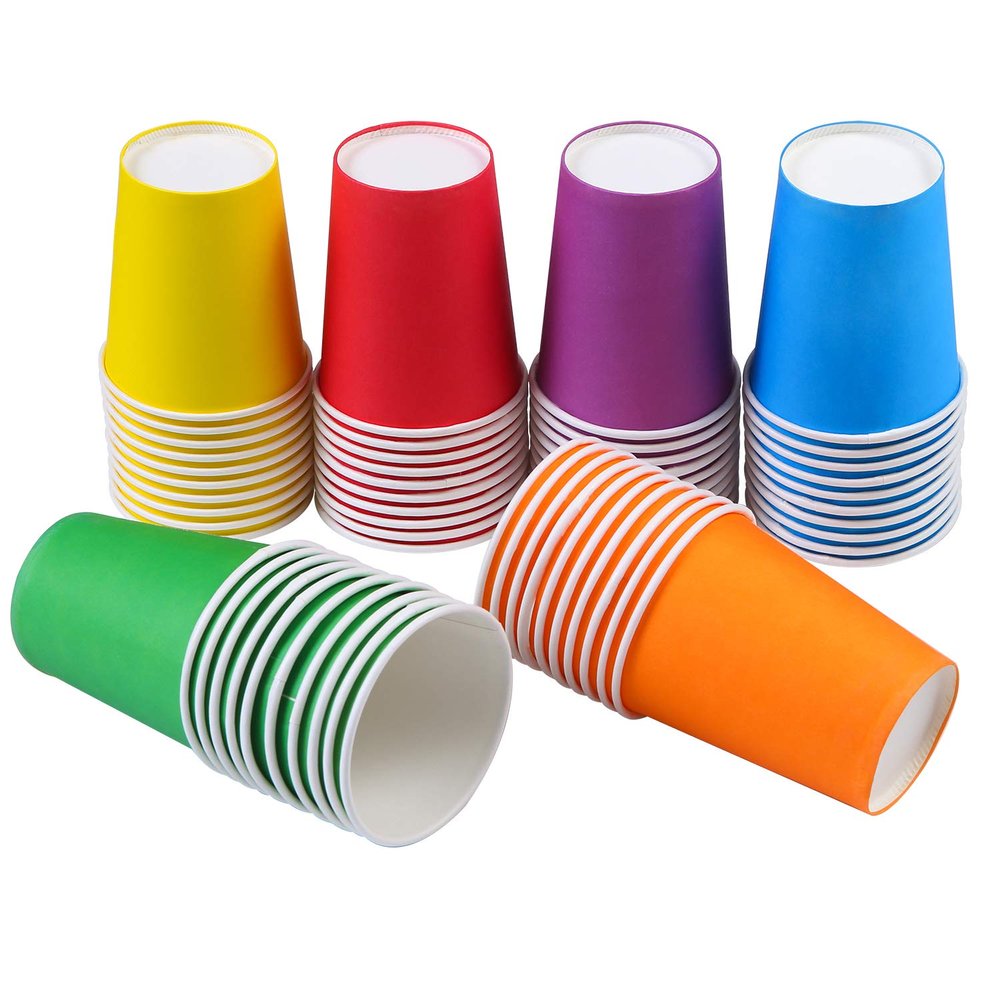 URATOT 60 Pieces 9 Ounce Disposable Paper Cups Party Cups Drinking Cups for Party, DIY and Holiday, 6 Colors
