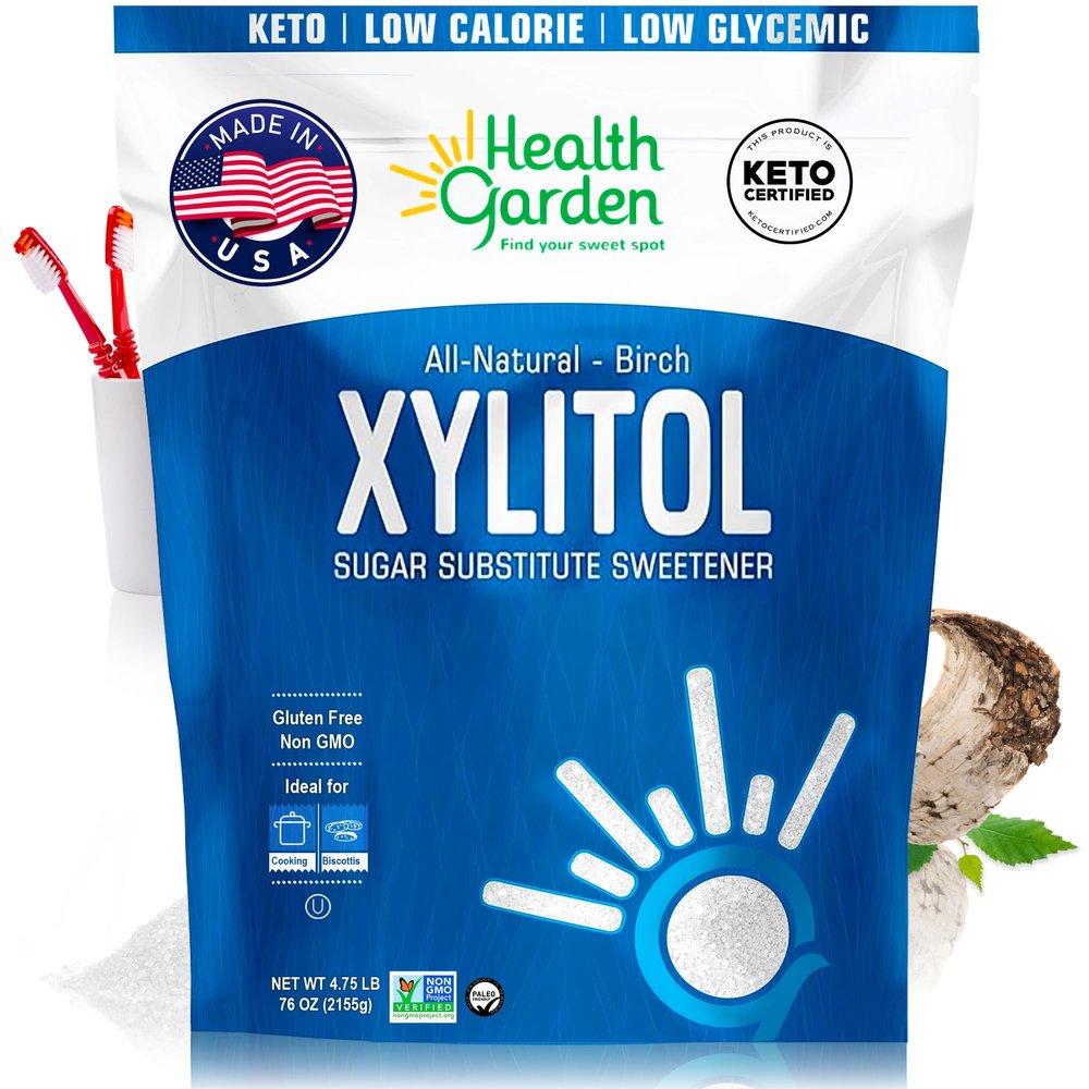 Health Garden Birch Xylitol Sweetener - Pure Birch Xylitol - Non GMO, Kosher, and Made in the U.S.A. - Ideal Powdered Sugar Substitute - Keto-Friendly Blend - Non-GMO Sugar Alternative (76 Ounce)
