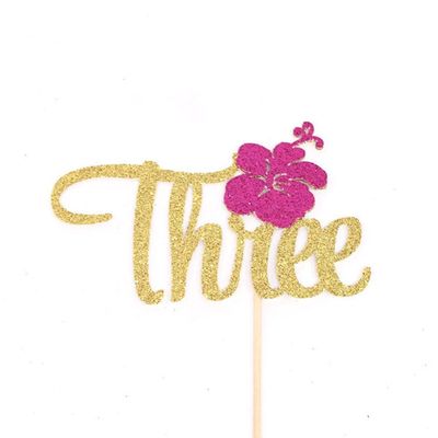 Three Cake Topper, Aloha Three Cake Topper, Tropical 3rd Birthday Cake Topper, Tropical Three Party