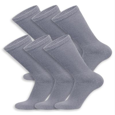 6 Pairs of Cotton Diabetic Neuropathy Crew Socks (9-11, Fits Men's shoe size 7-9.5, Gray)