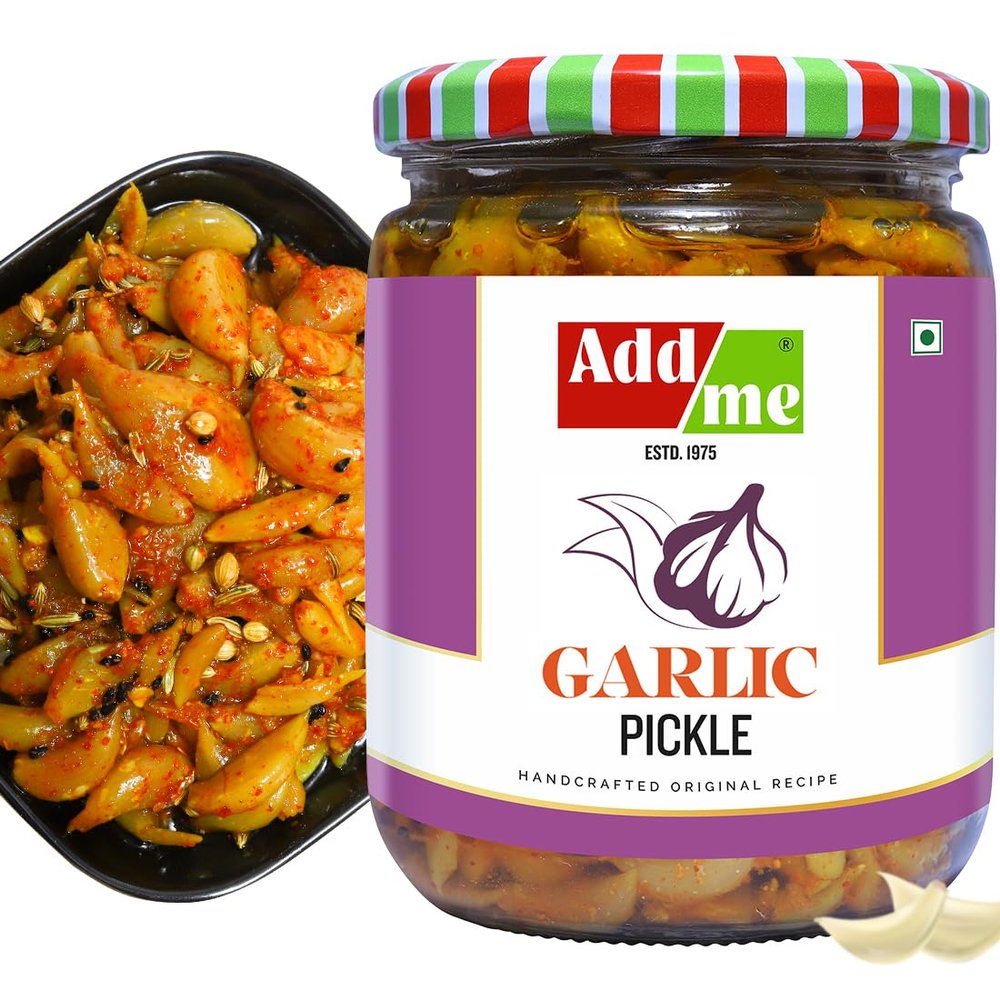 Add me Garlic Pickle 500G Glass Pack Lassan lahsun ka achar, tangy and delicious