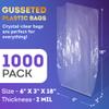 APQ Supply Clear Gusseted Poly Bags, 6 x 3 x 18 Inches. Pack of 1000 Side Gusseted Plastic Bags with Open Top. Crystal Clear Baggies for Treats. Tear-Resistant 2 Mil Polyethylene Flat Bottom Bag view 2
