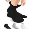Forcool 3 Pairs Diabetic Ankle Socks Women's Men's Non Binding Loose Top Seamless Toe Soft Ankle Low Cut Cotton Socks, Medium Black/Gray/White view 1