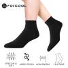 Forcool 3 Pairs Diabetic Ankle Socks Women's Men's Non Binding Loose Top Seamless Toe Soft Ankle Low Cut Cotton Socks, Medium Black/Gray/White view 2