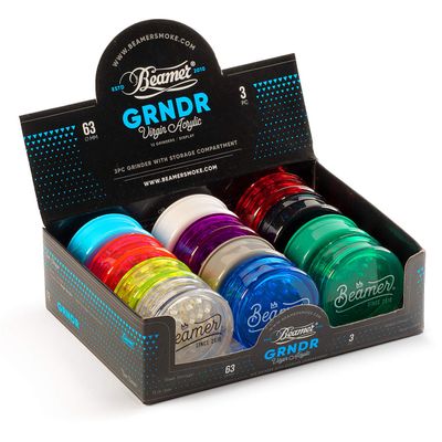 100-Count Variety Pack - Beamer 3 Piece Acrylic Grinders + Limited Edition Beamer Smoke Sticker