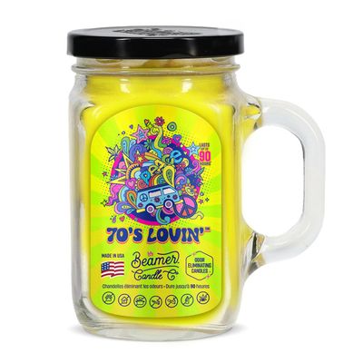 70s Lovin Candle  Strong Scent  Blood Orange with Sweet Citrus  Long Lasting 90 Hour Burn  Large 12oz Mason Jar  Made in USA  Beamer Candle Co.