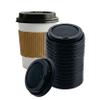 [1000 PACK] Disposable Black Dome Lids for Disposable Paper Hot Cups for 10oz - 20oz - Universal Size Fits most 10-20oz Cups - Great for Coffee Shops, Restaurants, Office, Travel, Togo by EcoQuality view 1