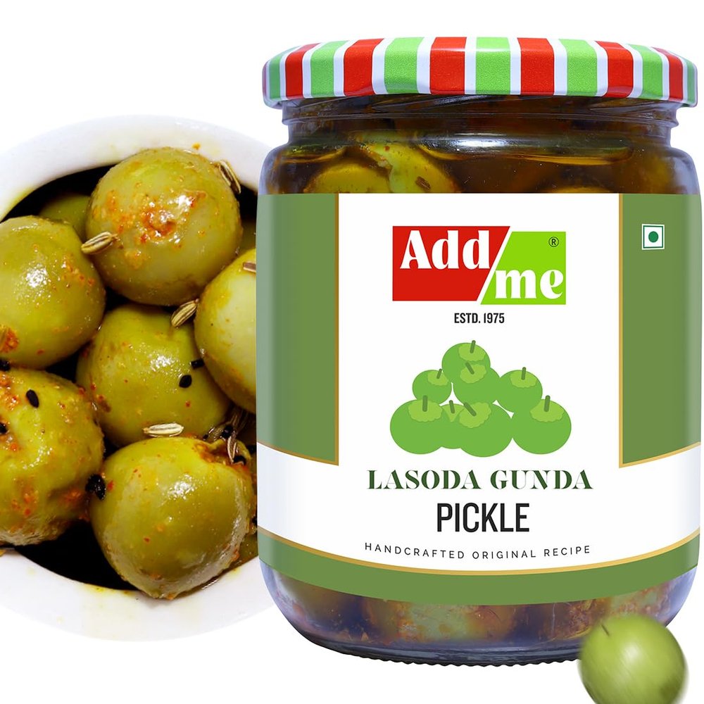 Add me Home Made Lasode Gunda Pickle Achar 500gm Rajasthani lasoda Fruit ka achar Glass Jar