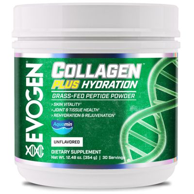 Evogen Collagen Plus Hydration - Grass-Fed Collagen for Women & Men | Collagen Peptides Powder | Collagen Powder Supporting Skin Vitality, Hydration, Joint & Tissue Health | Unflavored | 30 Servings