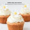 18 Count Edible Daisy Cake Decorations, Small Edible Flowers, White & Yellow Sugar Flowers, Daisy Cupcake Toppers for Cakes & Cupcakes, Edible Cake Decorations, Global Sugar Art (1 Inch) view 2