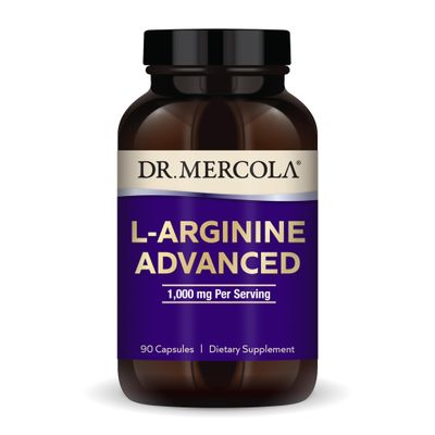 Dr. Mercola L-Arginine Advanced, 30 Servings (90 Capsules), 1,000 mg Per Serving, Dietary Supplement, Supports Energy Production, Non-GMO