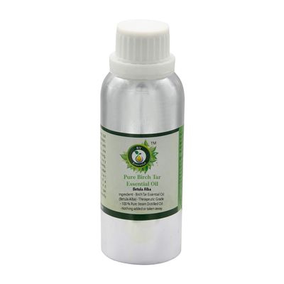 Birch Tar Essential Oil | Betula Alba | Birch Tar Oil | for Hair | Undiluted | 100% Pure Natural | Steam Distilled | Therapeutic Grade | 300ml | 10oz by R V Essential