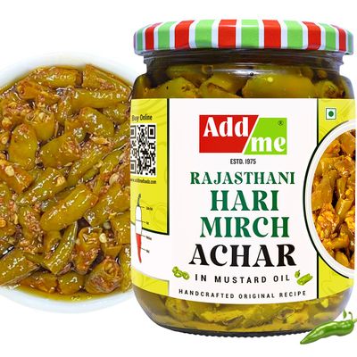 Add me Green Chilli Pickles 500 gm Hari mirchi ka achar Pickle Glass Pack