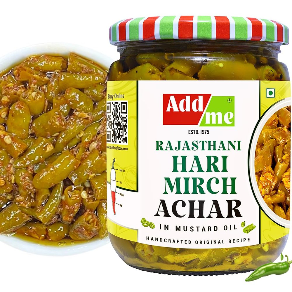Add me Green Chilli Pickles 500 gm Hari mirchi ka achar Pickle Glass Pack