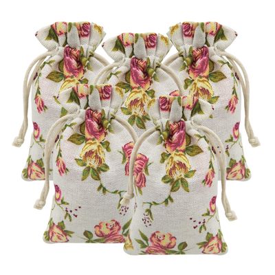 20 Pcs Burlap Bags with Drawstring, 3.9" X 5.3" Wedding Party Gift Bags Jewellery Bags (Rose)