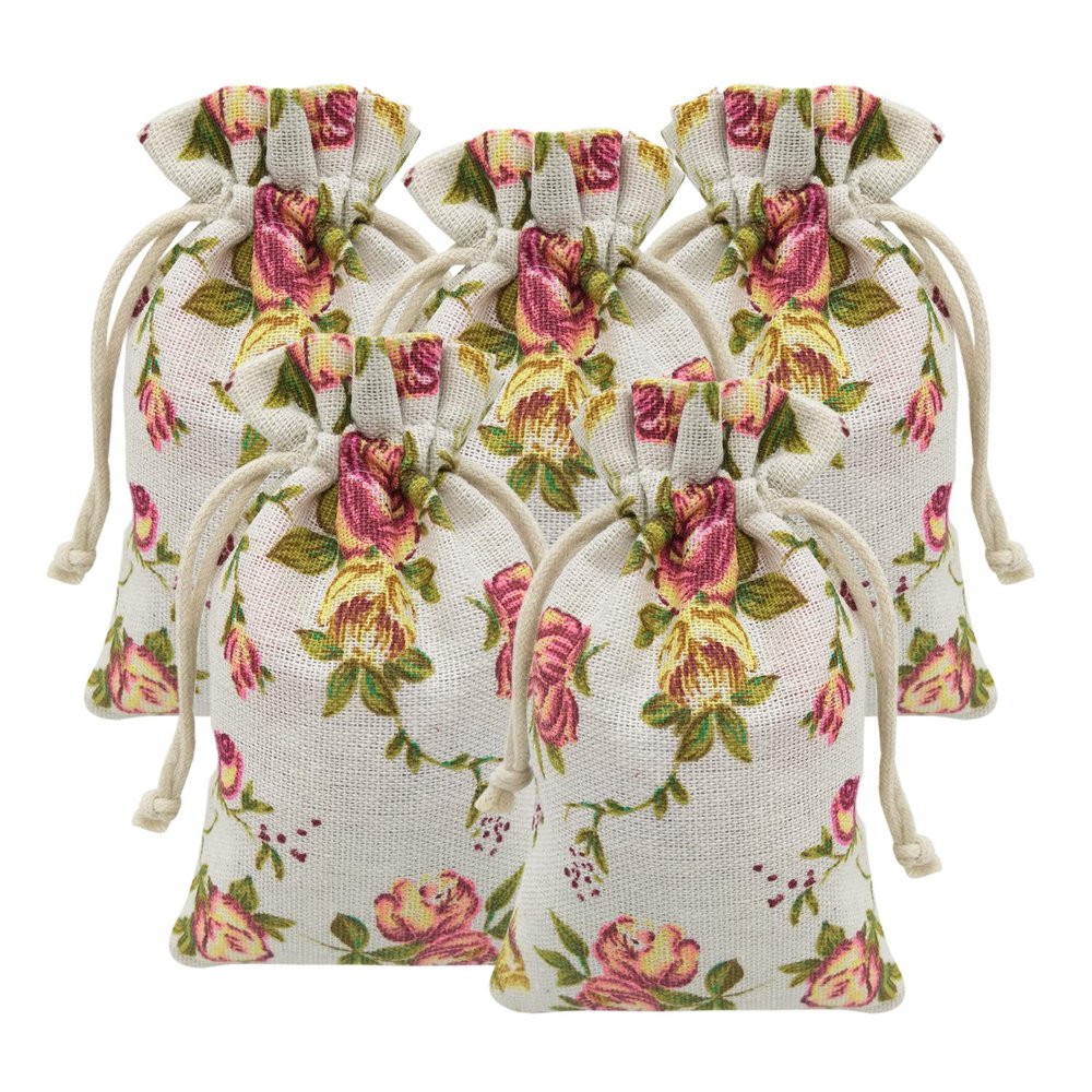 20 Pcs Burlap Bags with Drawstring, 3.9" X 5.3" Wedding Party Gift Bags Jewellery Bags (Rose)