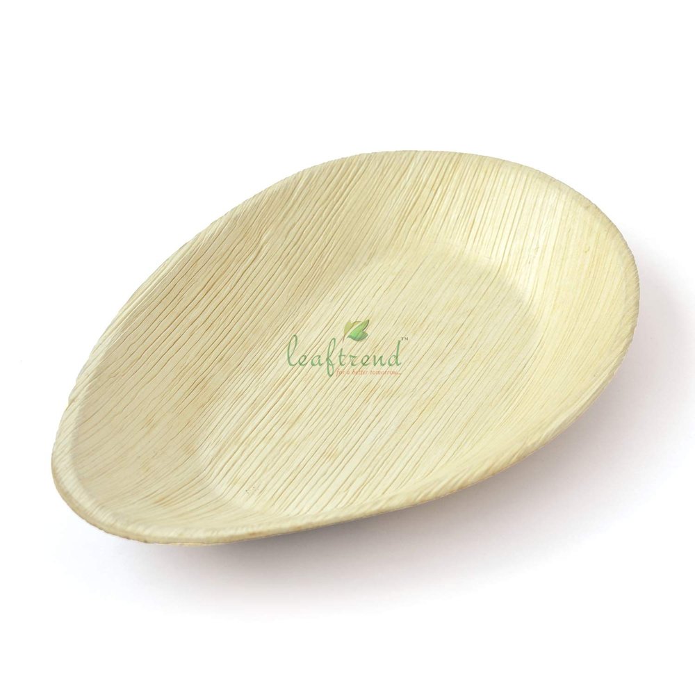 10x6 inch Eco-friendly and Natural Areca Palm Leaf Tableware set -Tear Drop Shape Party Plate - 25 Pcs