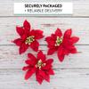 Global Sugar Art Poinsettia Sugar Cake Flowers, Fancy, Large Red, 3 Count by Chef Alan Tetreault. Perfect for Christmas Cake Decorations, Yule Logs, Gingerbread Houses, and more. view 4