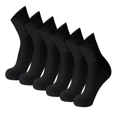 6 Pack of Premium Diabetic Cotton Quarter Length Athletic Sport Ankle Socks (Black, 10-13)
