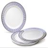 " OCCASIONS " 60 Plates Pack, Heavyweight Disposable Wedding Party Plastic Plates (10.5'' Dinner Plate, Odyssey in White/Blue & Gold) view 1