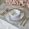 " OCCASIONS " 60 Plates Pack, Heavyweight Disposable Wedding Party Plastic Plates (10.5'' Dinner Plate, Odyssey in White/Blue & Gold) view 3