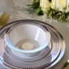 " OCCASIONS " 60 Plates Pack, Heavyweight Disposable Wedding Party Plastic Plates (10.5'' Dinner Plate, Odyssey in White/Blue & Gold) view 4