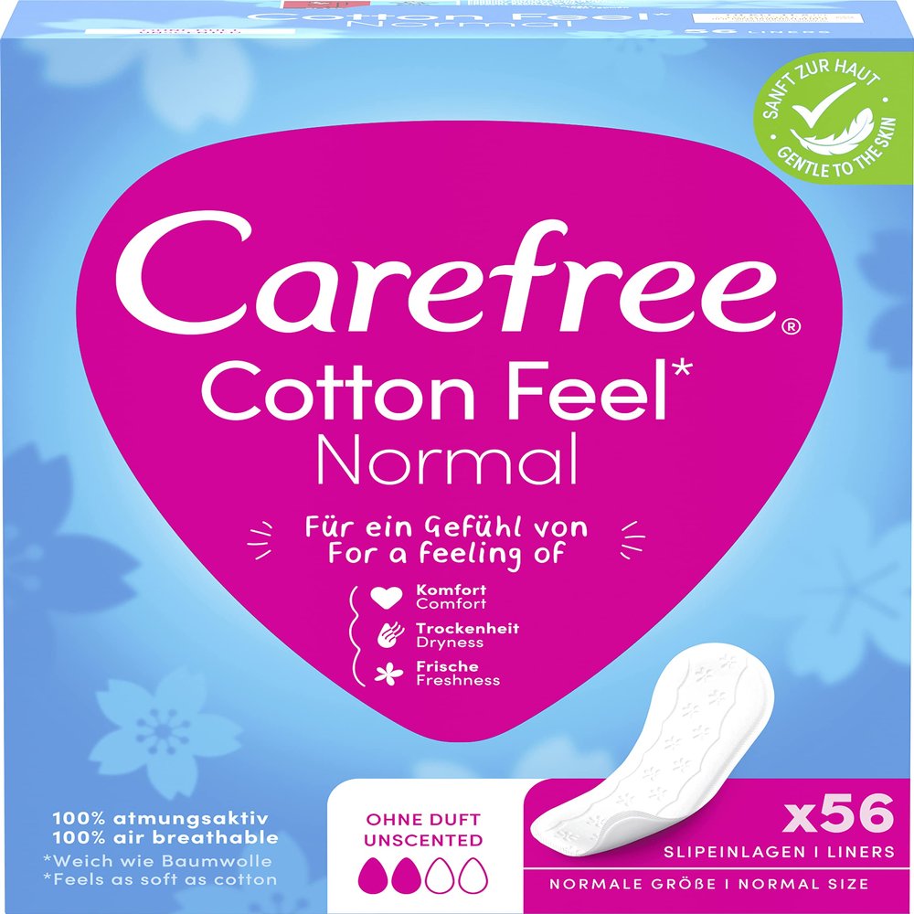Carefree Cotton Feel Normal Panty Liners, 56 Count (Pack of 1)