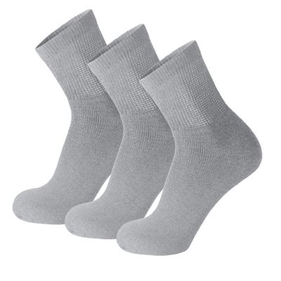 3 Pack of Mens Diabetic Quarter Length Athletic Sport Ankle Socks (Gray, 10-13)