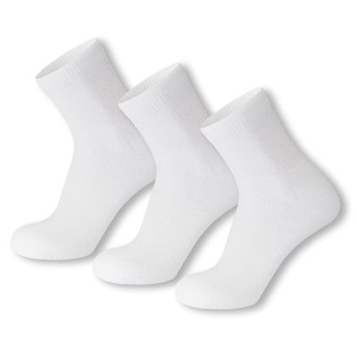 3 Pack of Mens Diabetic Quarter Length Athletic Sport Ankle Socks King Size (White, 13-16)
