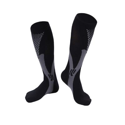Elonglin 1 Pair Compression Socks for Men and Women Seamless Toe Seams Ideal for Sports, Work, Flight, Pregnancy Black XXL