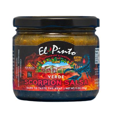 El Pinto Scorpion Salsa Verde (Extra Hot) 11oz Glass Jar Individual