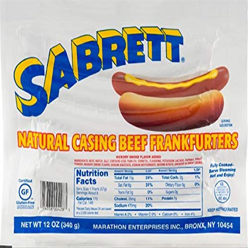 Pack of 3 Sabrett Natural Casing Beef Frankfurters 12 oz