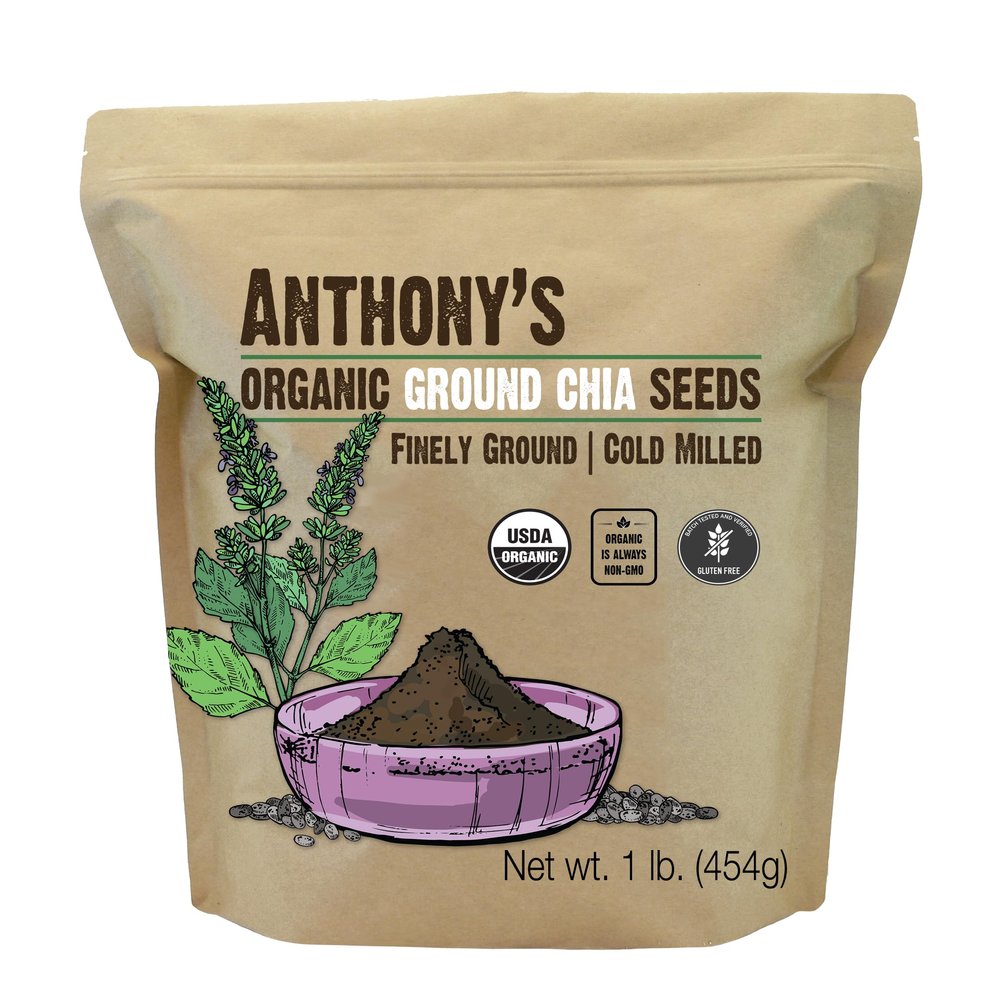Anthony's Organic Ground Chia Seed, 1 lb, Finely Ground, Cold Milled, Gluten Free, Non GMO