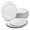 " OCCASIONS " 60 Plates Pack, Heavyweight Disposable Wedding Party Plastic Plates (10.5'' Dinner Plate, Imperial White & Silver) view 1