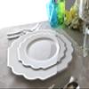 " OCCASIONS " 60 Plates Pack, Heavyweight Disposable Wedding Party Plastic Plates (10.5'' Dinner Plate, Imperial White & Silver) view 2